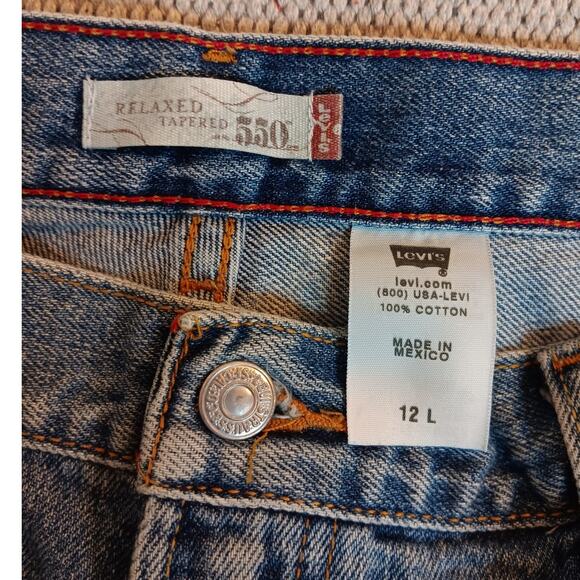 Levis 550 Y2K Jeans Womens 12L 31X33 Blue Fade Relaxed Taper Street Casual Tall - Picture 8 of 16